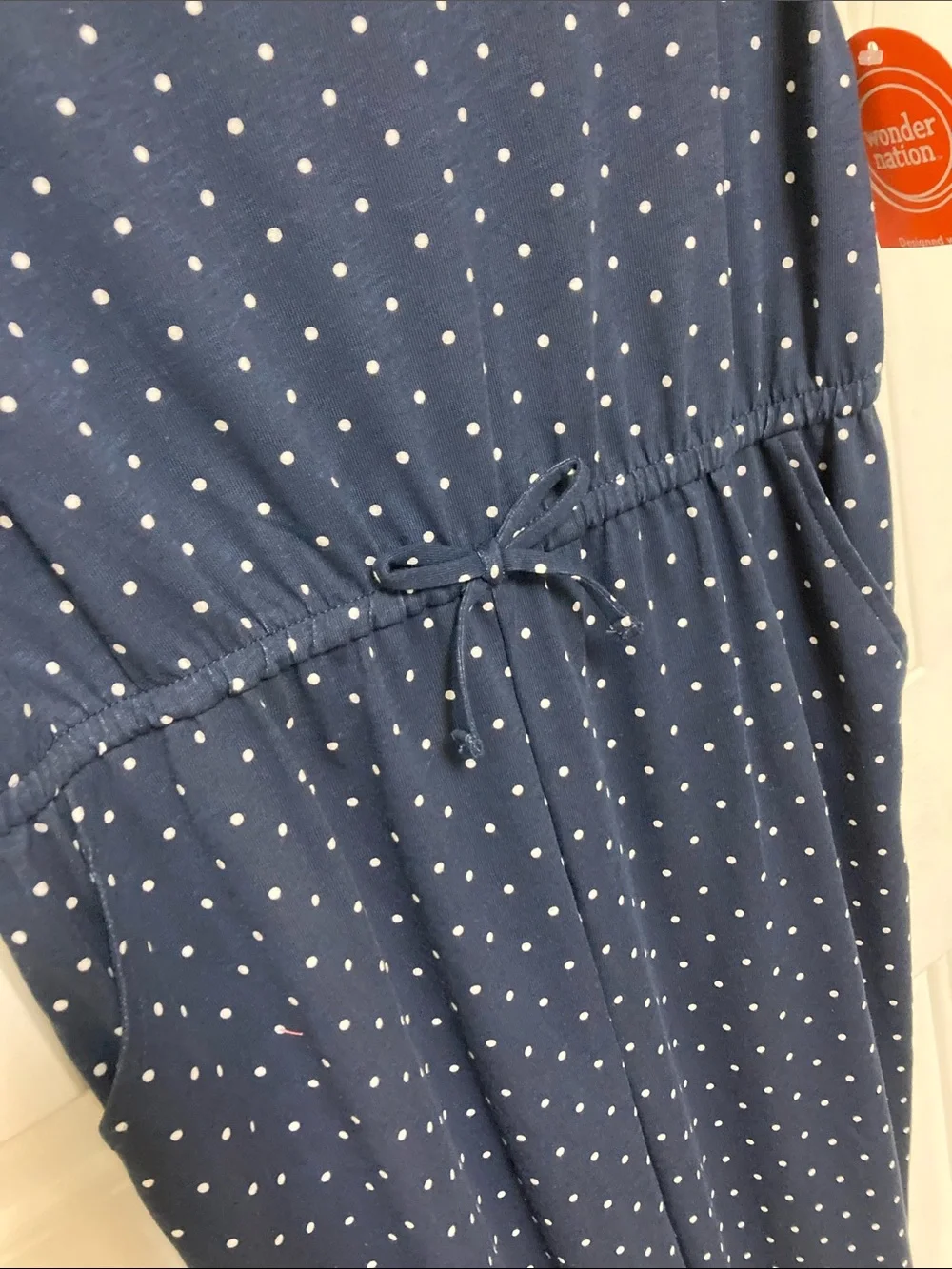 wonder nation Navy Blue Polka Dot Kids One-Piece Jumpsuit